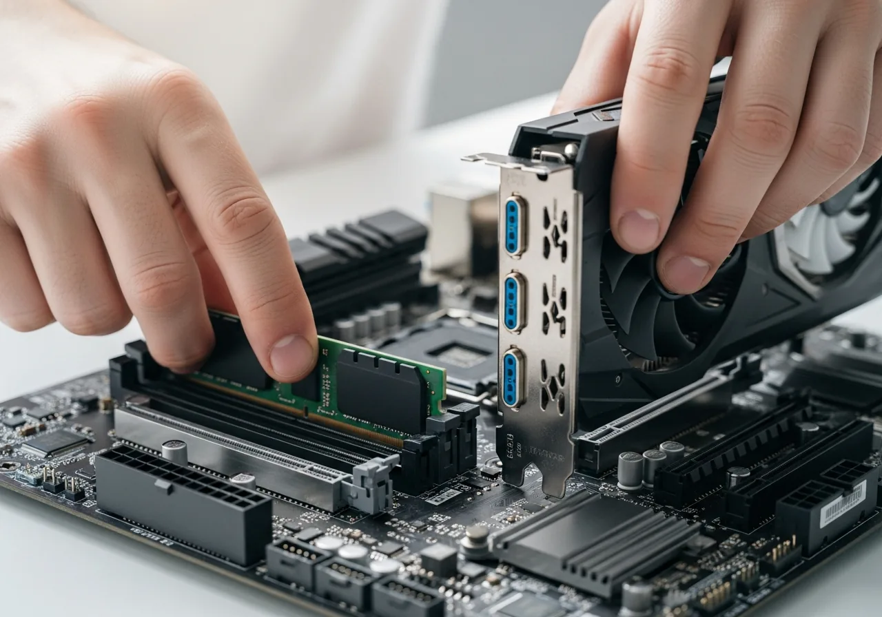 Reseat memory and the graphics card