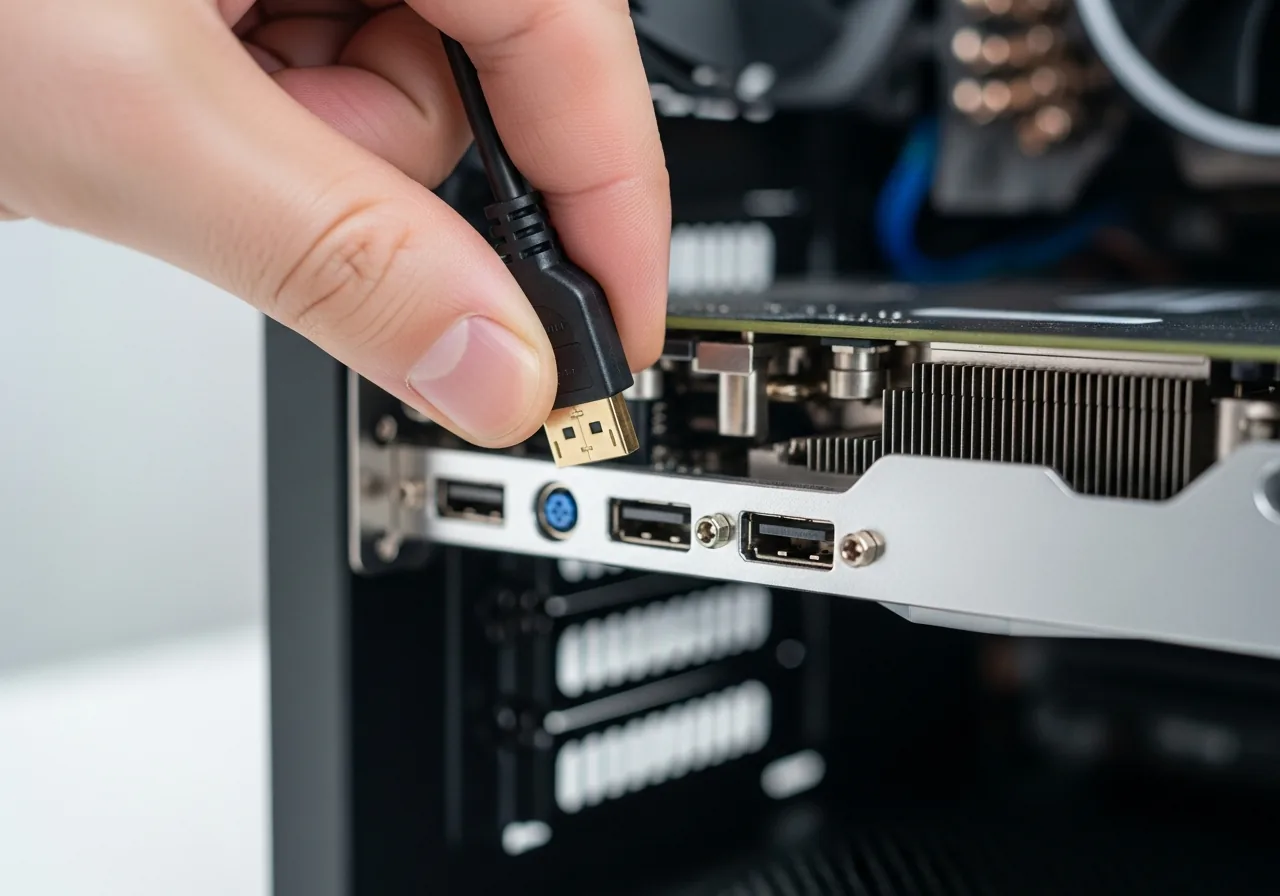 Move the cable to the card output