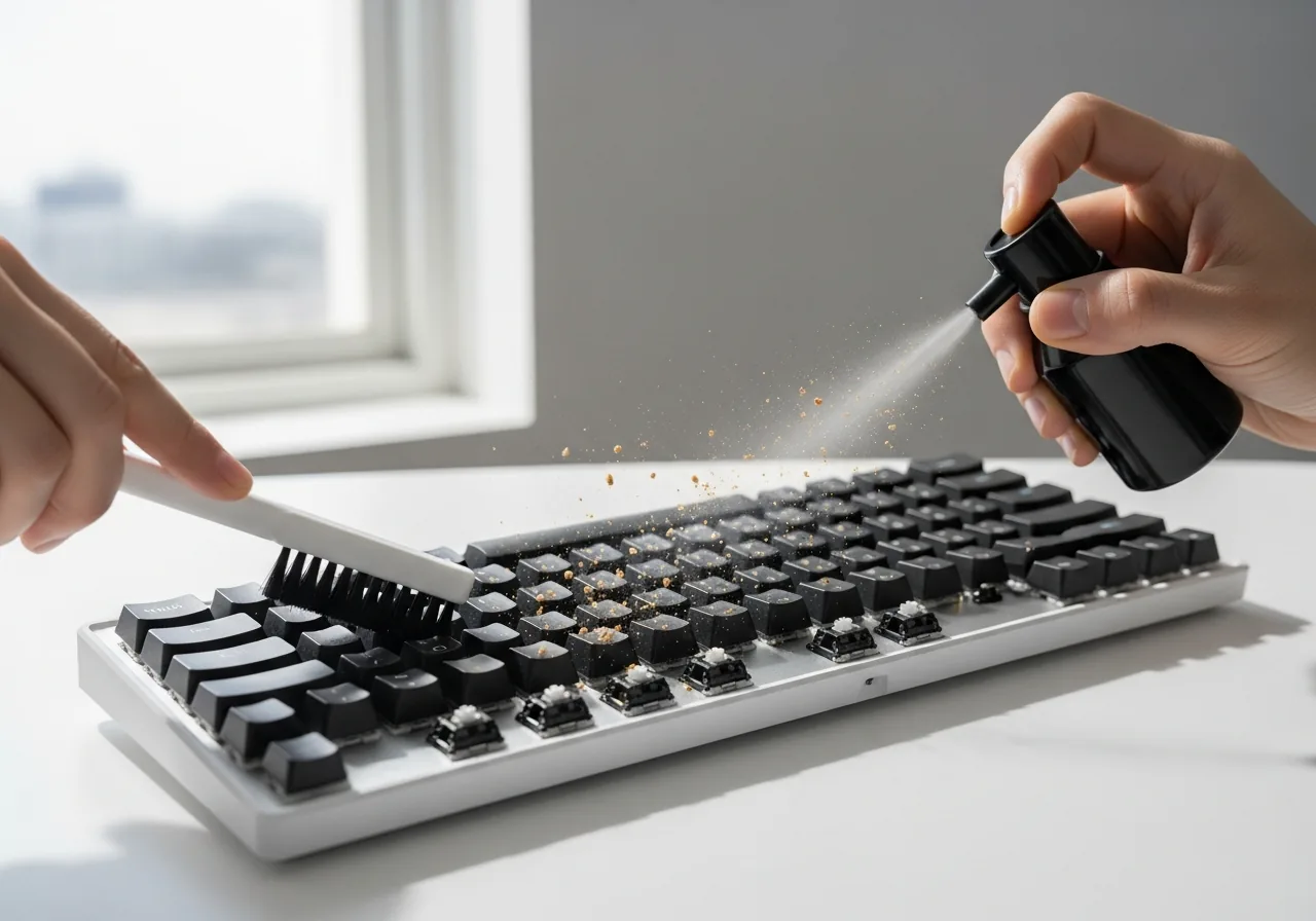 Clear debris under the keys