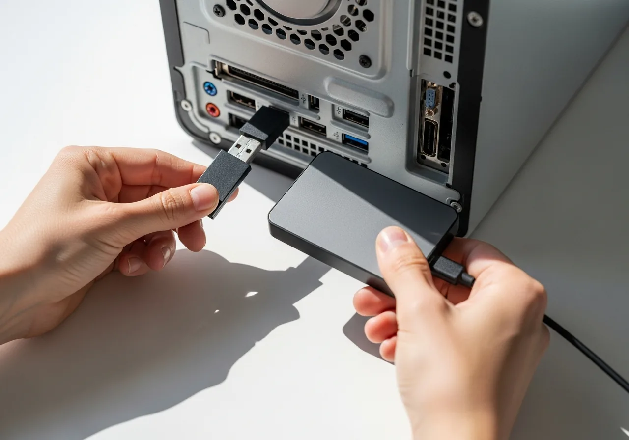 Remove external drives and sticks