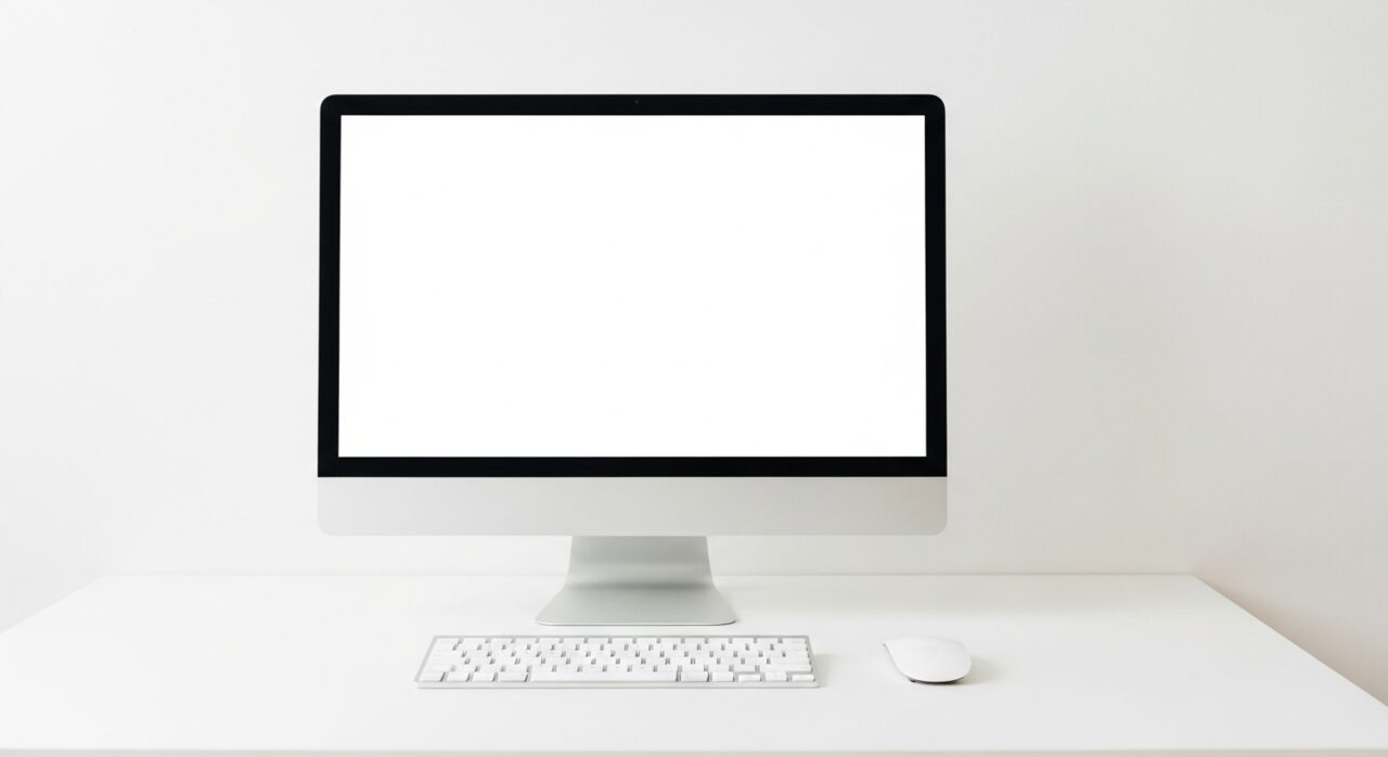 A clean arrangement of computer peripherals